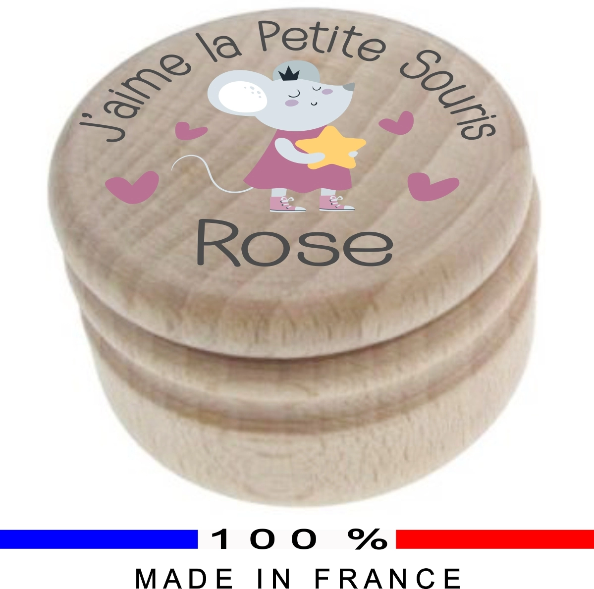 Boite à Dents en bois personnalisée. Modèle Fille.